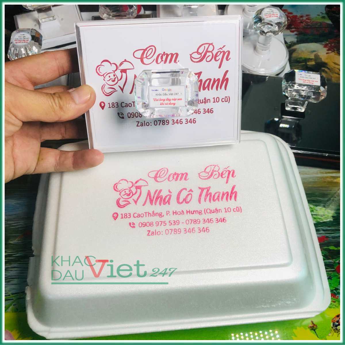 Con dấu đóng hộp xốp, hộp cơm