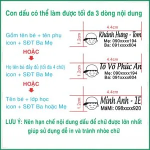 Con dấu in tên lên quần áo